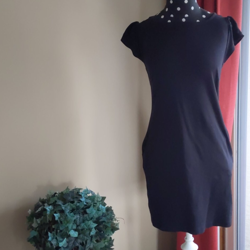 Black dress with button detail back